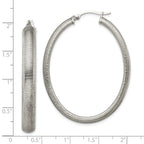 Polished & Textured Oval Hoop Earrings in Stainless Steel