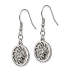 Textured Shepherd Hook Dangle Earrings in Stainless Steel