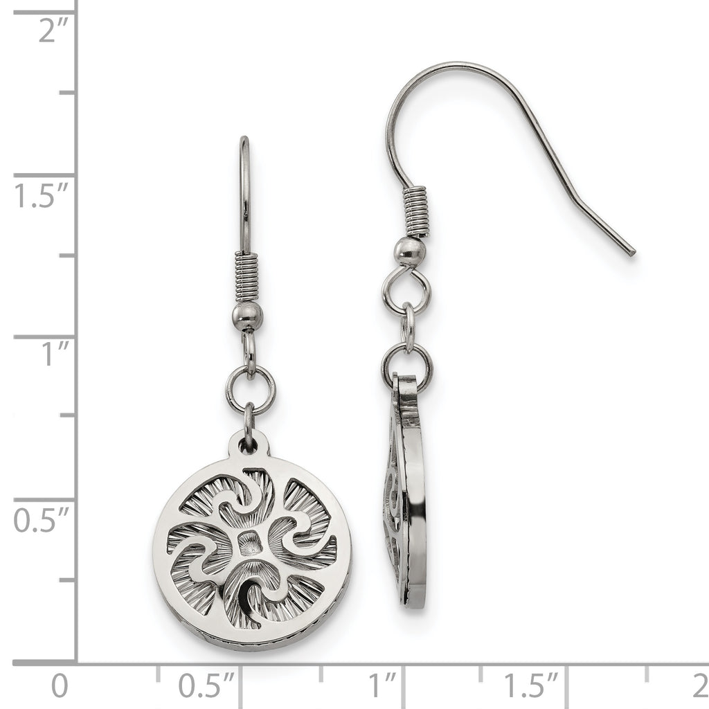Textured Shepherd Hook Dangle Earrings in Stainless Steel