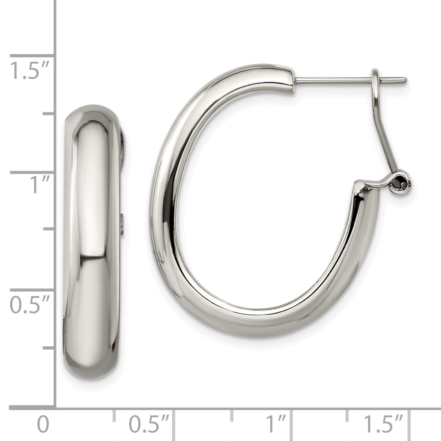 Sophia Jewelers Stainless Steel Polished Hoop Earrings with Omega Back