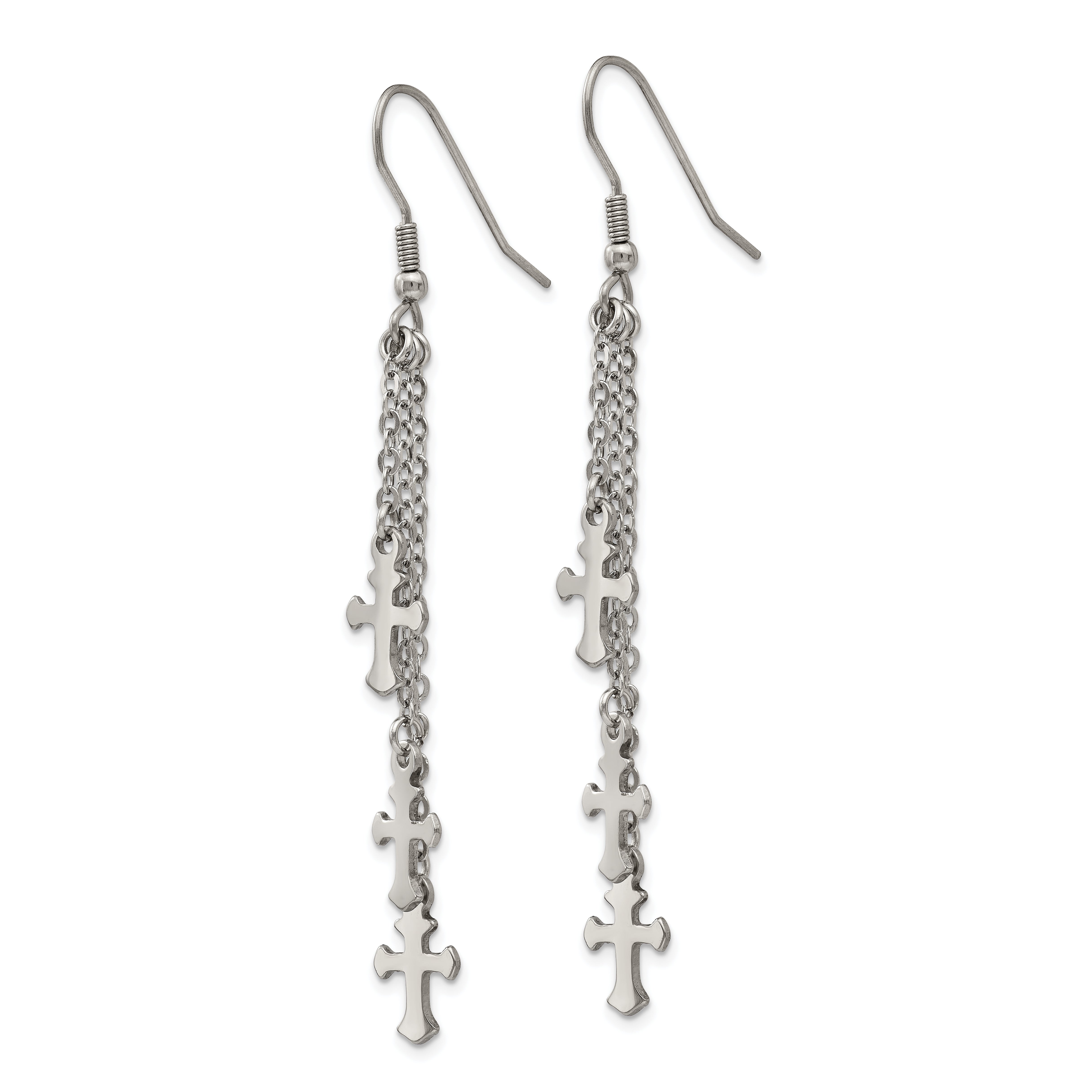 Sophia Jewelers Stainless Steel Polished Multi Strand Dangle Earrings