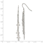 Multi-Strand Cross Dangle Earrings in Stainless Steel
