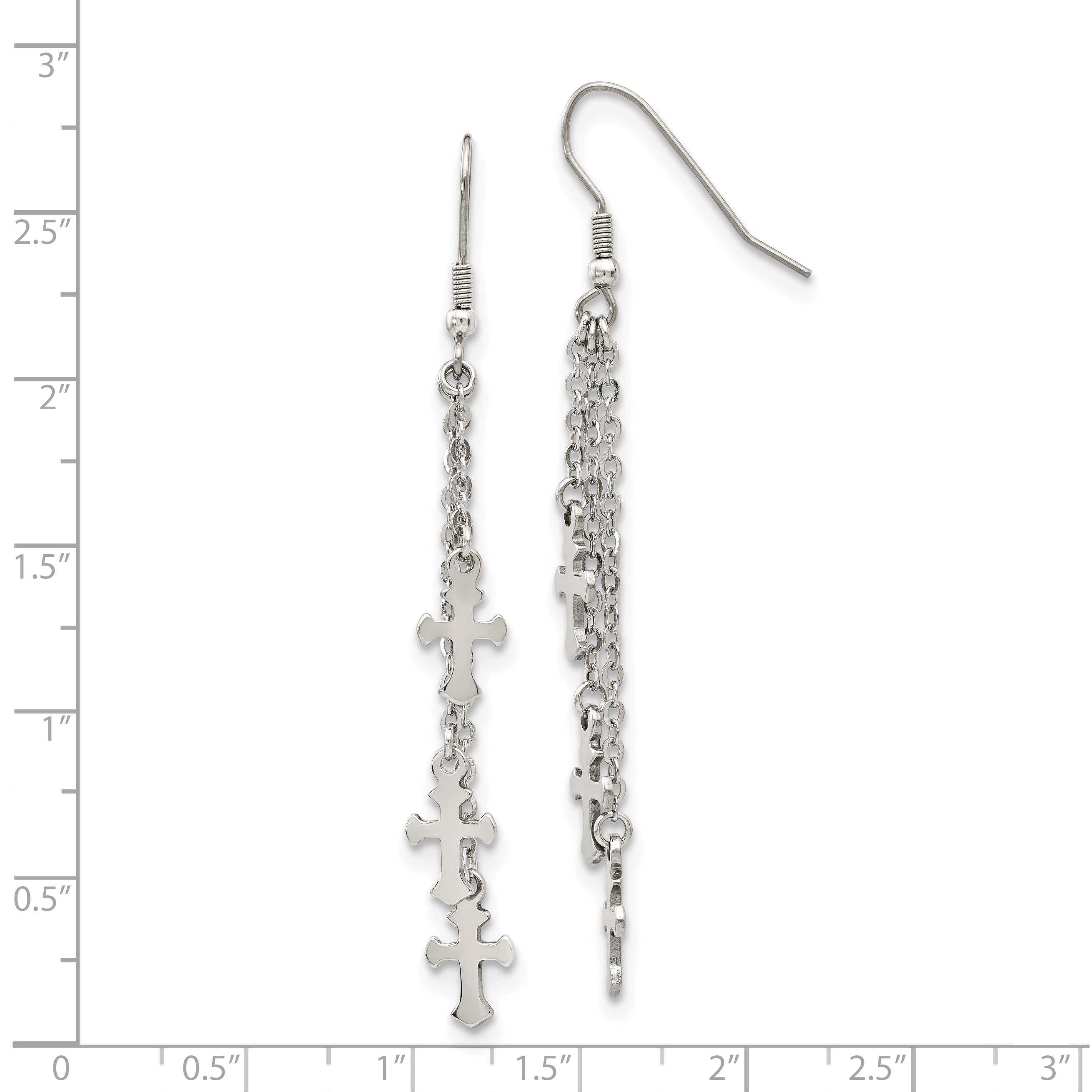 Multi-Strand Cross Dangle Earrings in Stainless Steel