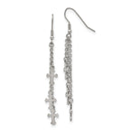Chisel Stainless Steel Polished Multi Strand Cross Dangle Shepherd Hook Earrings