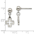 Polished Cross Dangle Earrings in Stainless Steel