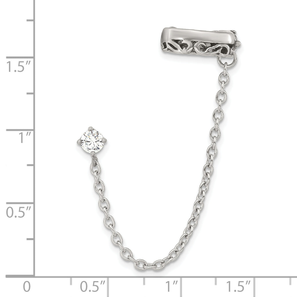Antiqued CZ Cuff Earring in Stainless Steel