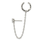 Antiqued CZ Cuff Ear Climber in Stainless Steel