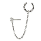 Antiqued CZ Cuff Ear Climber in Stainless Steel