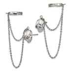Sophia Jewelers Polished Stainless Steel Earrings with Blue CZ Dangle