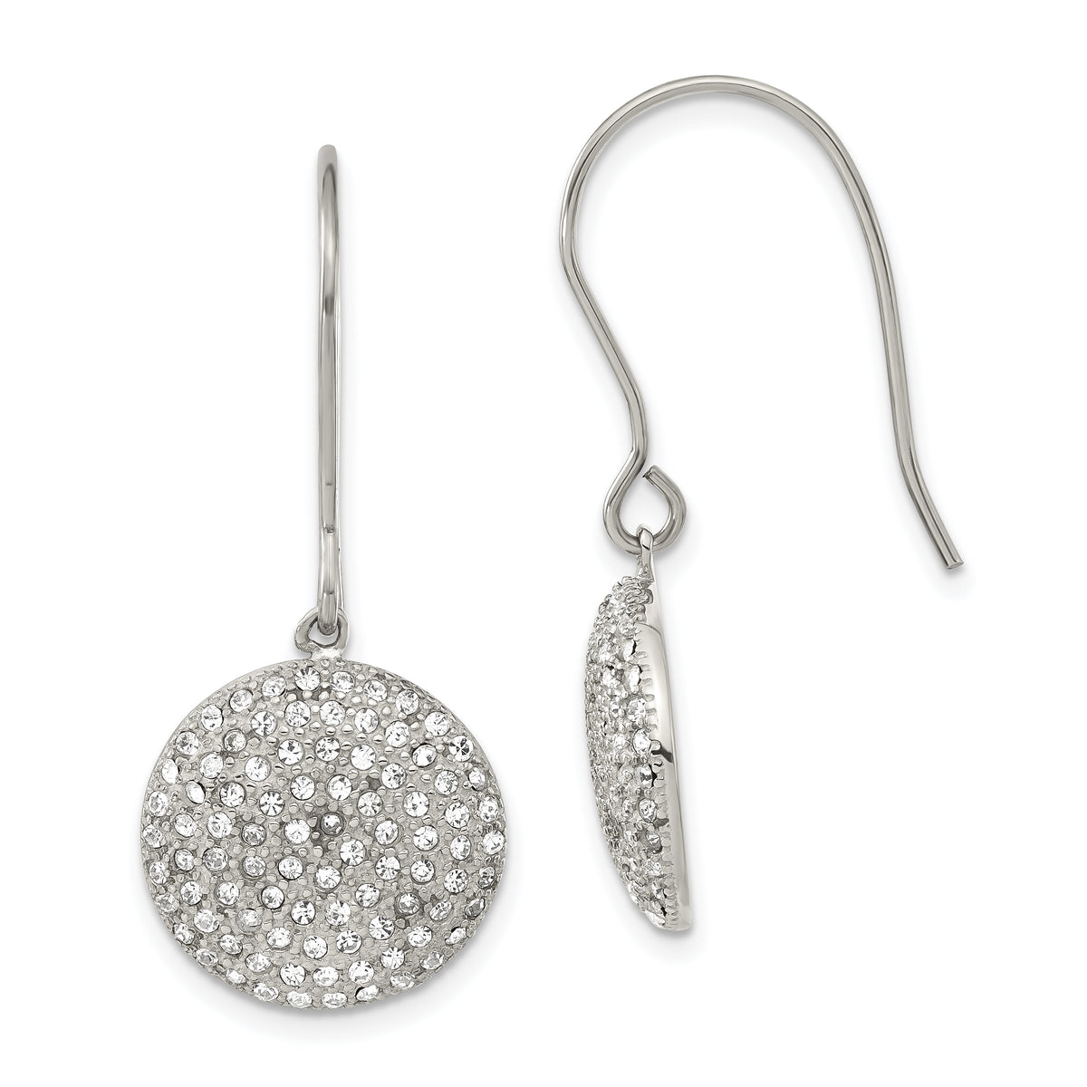 Chisel Stainless Steel Polished w/ Preciosa Crystal Circle Dangle Earrings