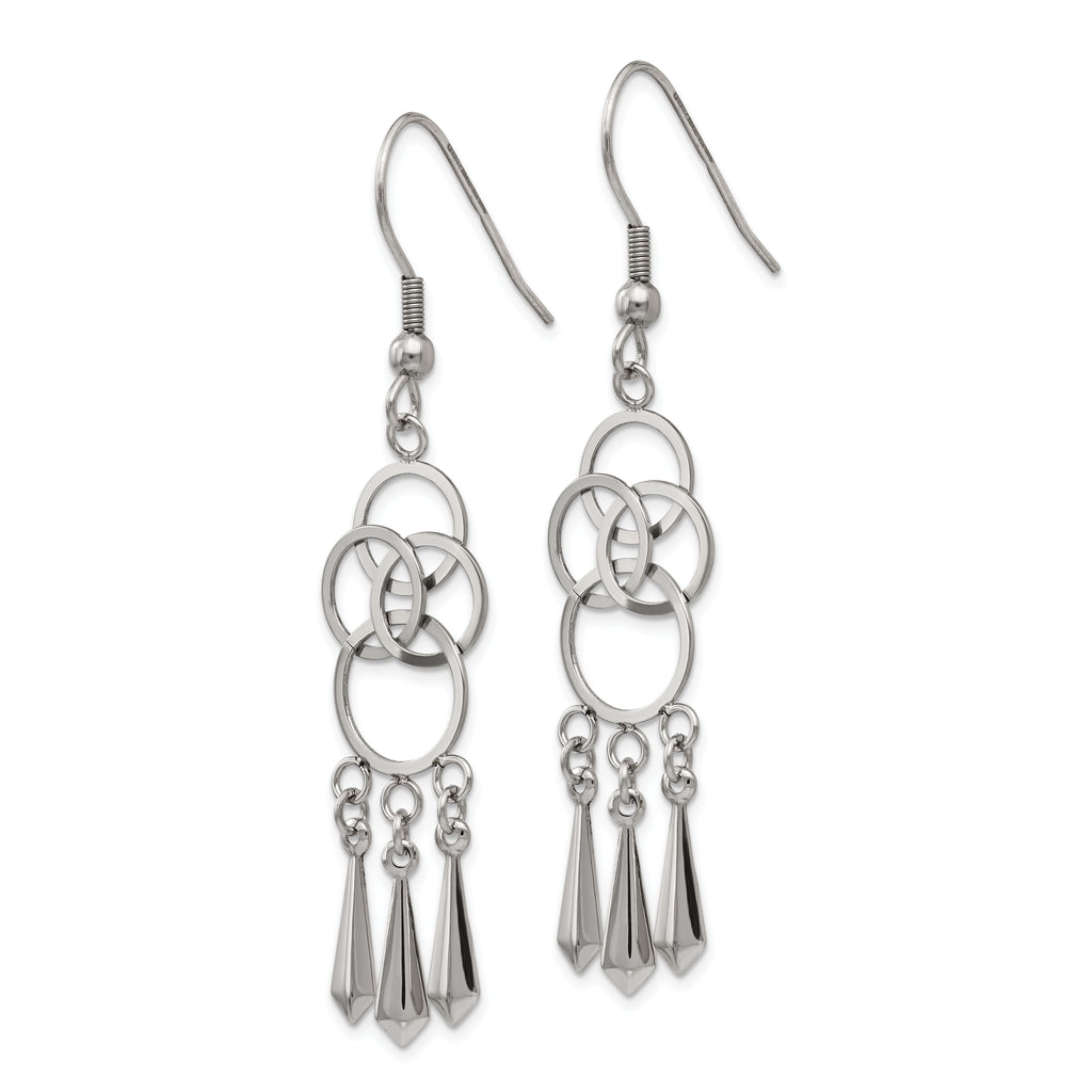 Polished Dangle Shepherd Hook Earrings in Stainless Steel