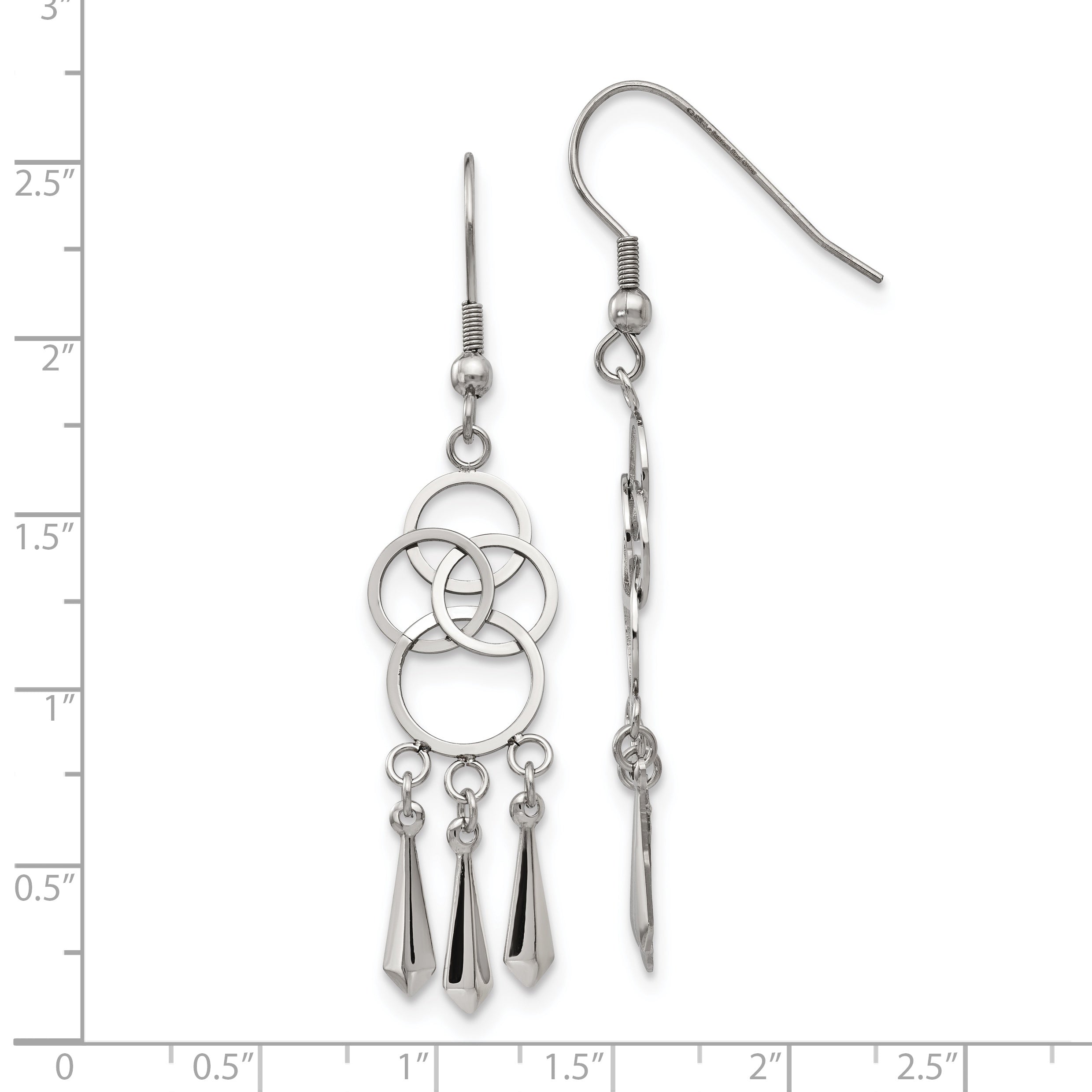 Polished Dangle Shepherd Hook Earrings in Stainless Steel