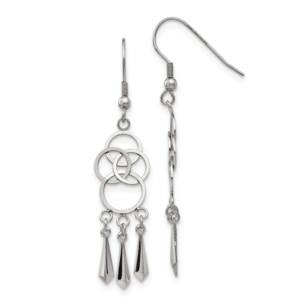 Chisel Stainless Steel Polished Dangle Shepherd Hook Earrings