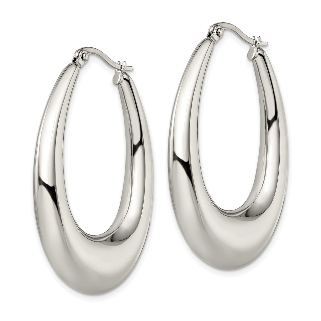 Polished Teardrop Hoop Earrings in Stainless Steel