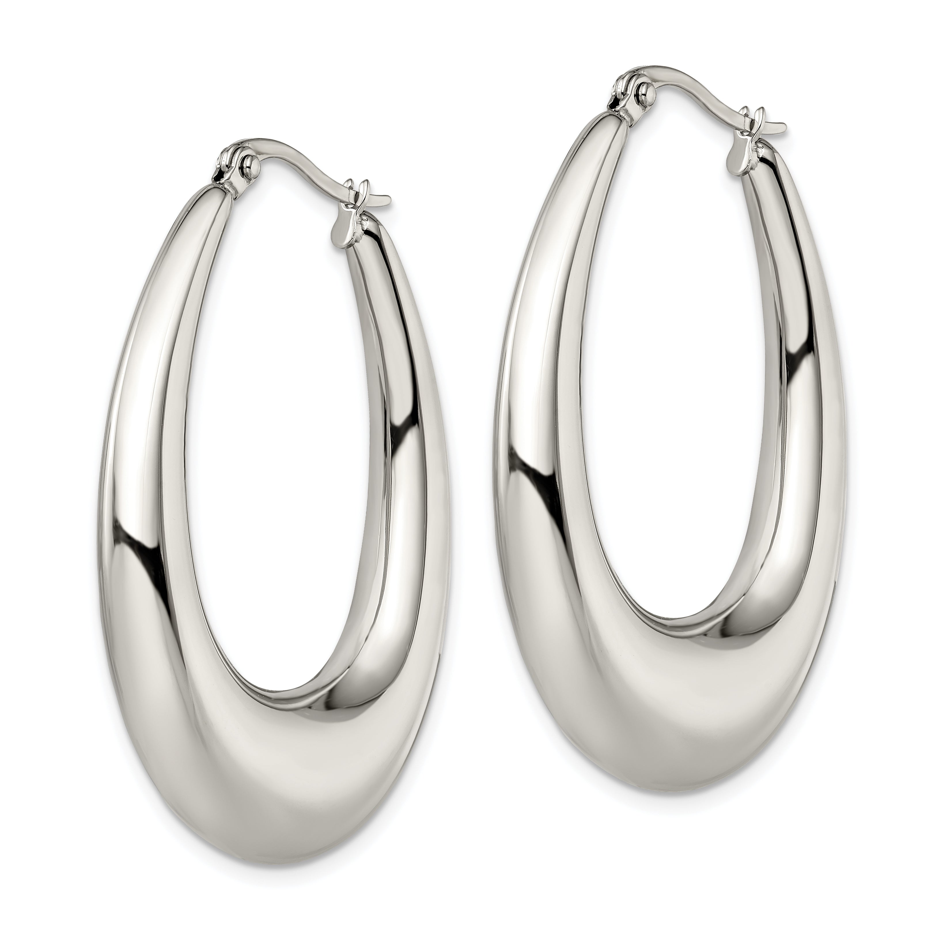 Polished Teardrop Hoop Earrings in Stainless Steel