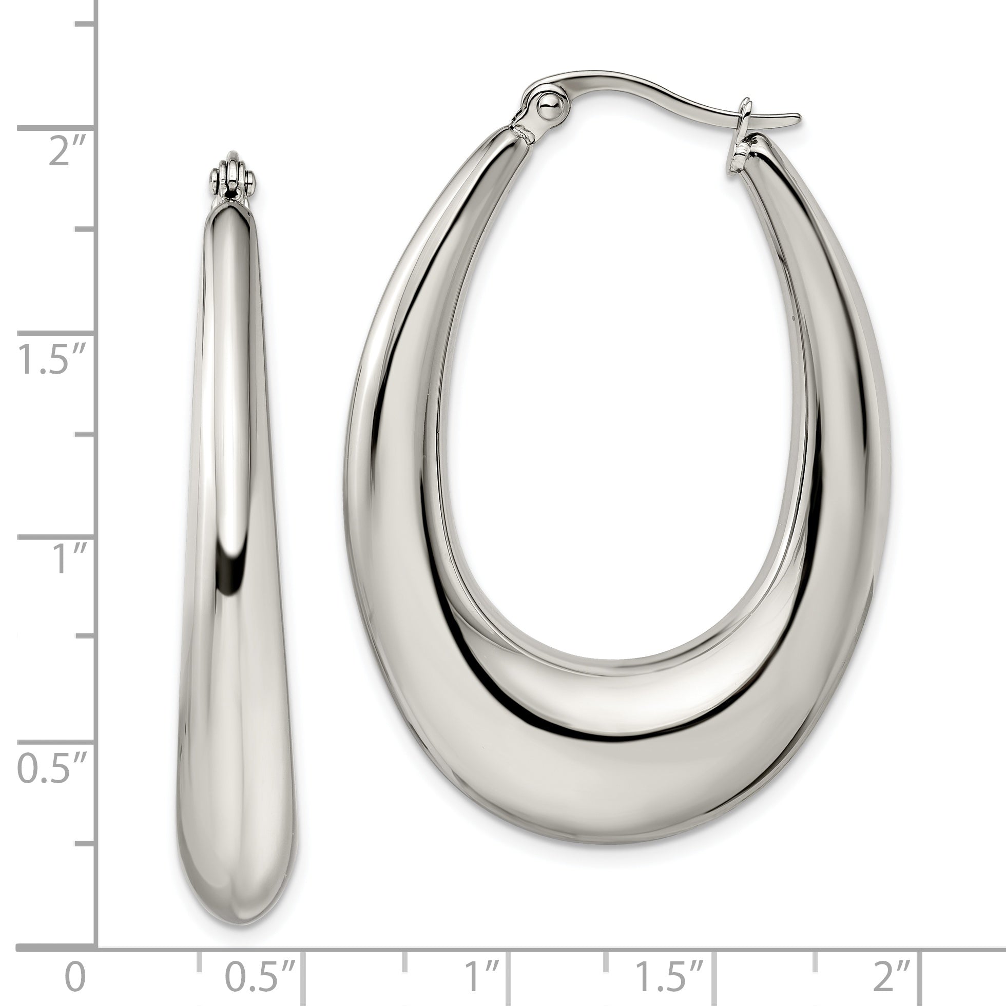 Polished Teardrop Hoop Earrings in Stainless Steel