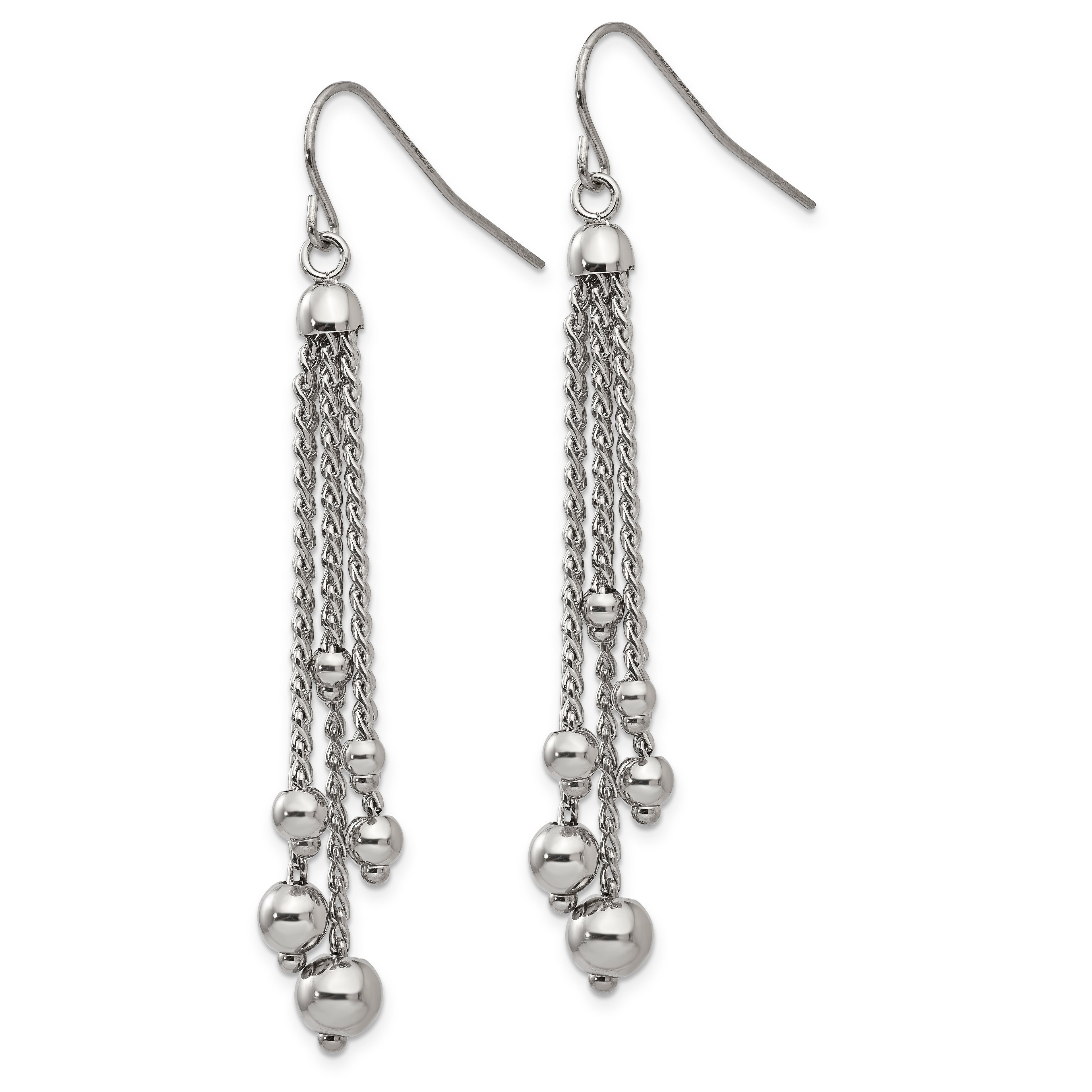 Polished Dangle Shepherd Hook Earrings in Stainless Steel