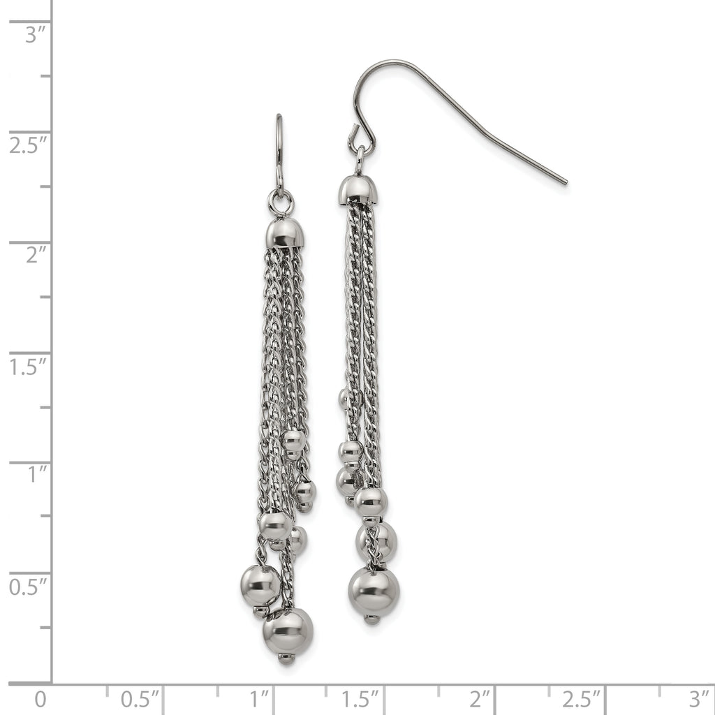 Polished Dangle Shepherd Hook Earrings in Stainless Steel