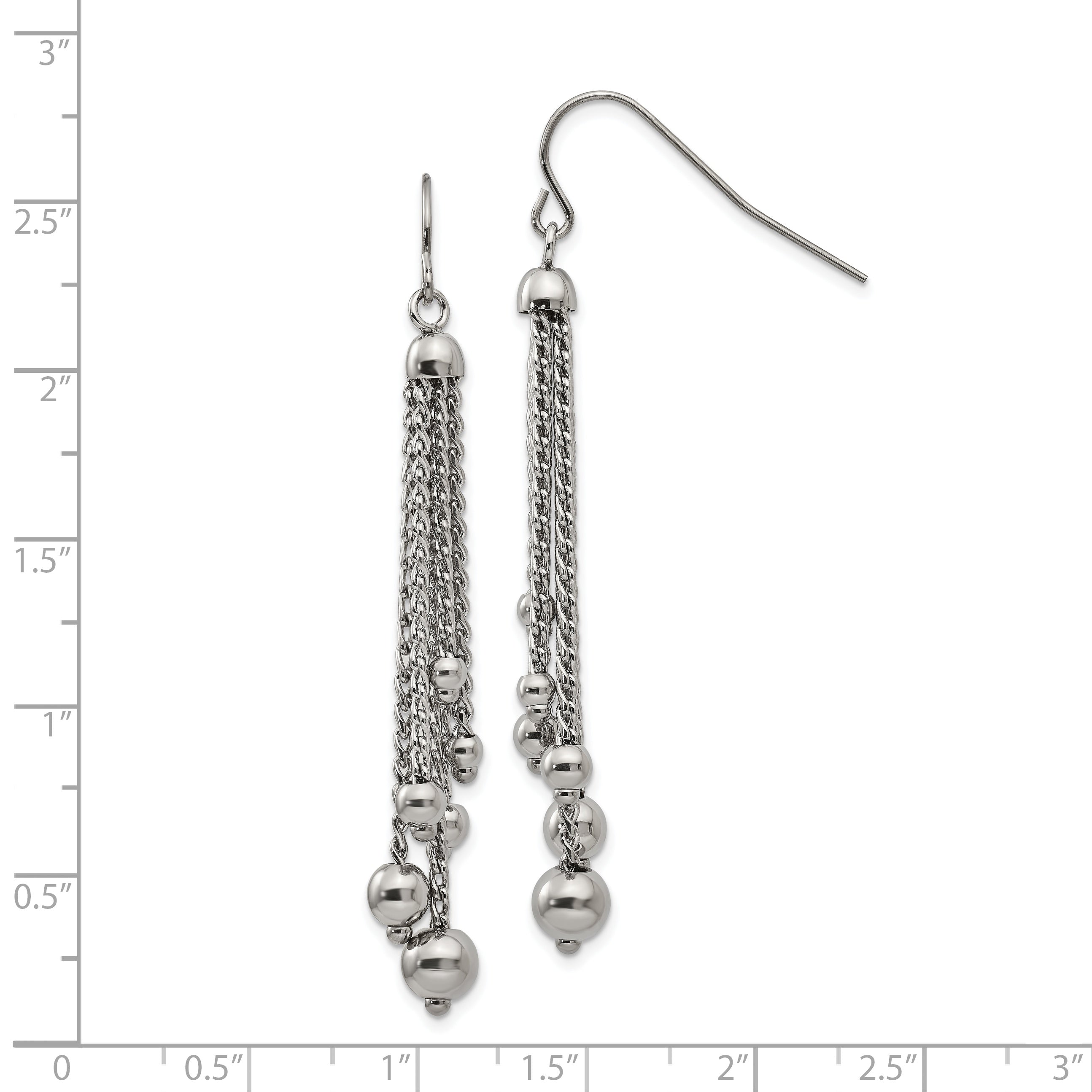 Polished Dangle Shepherd Hook Earrings in Stainless Steel