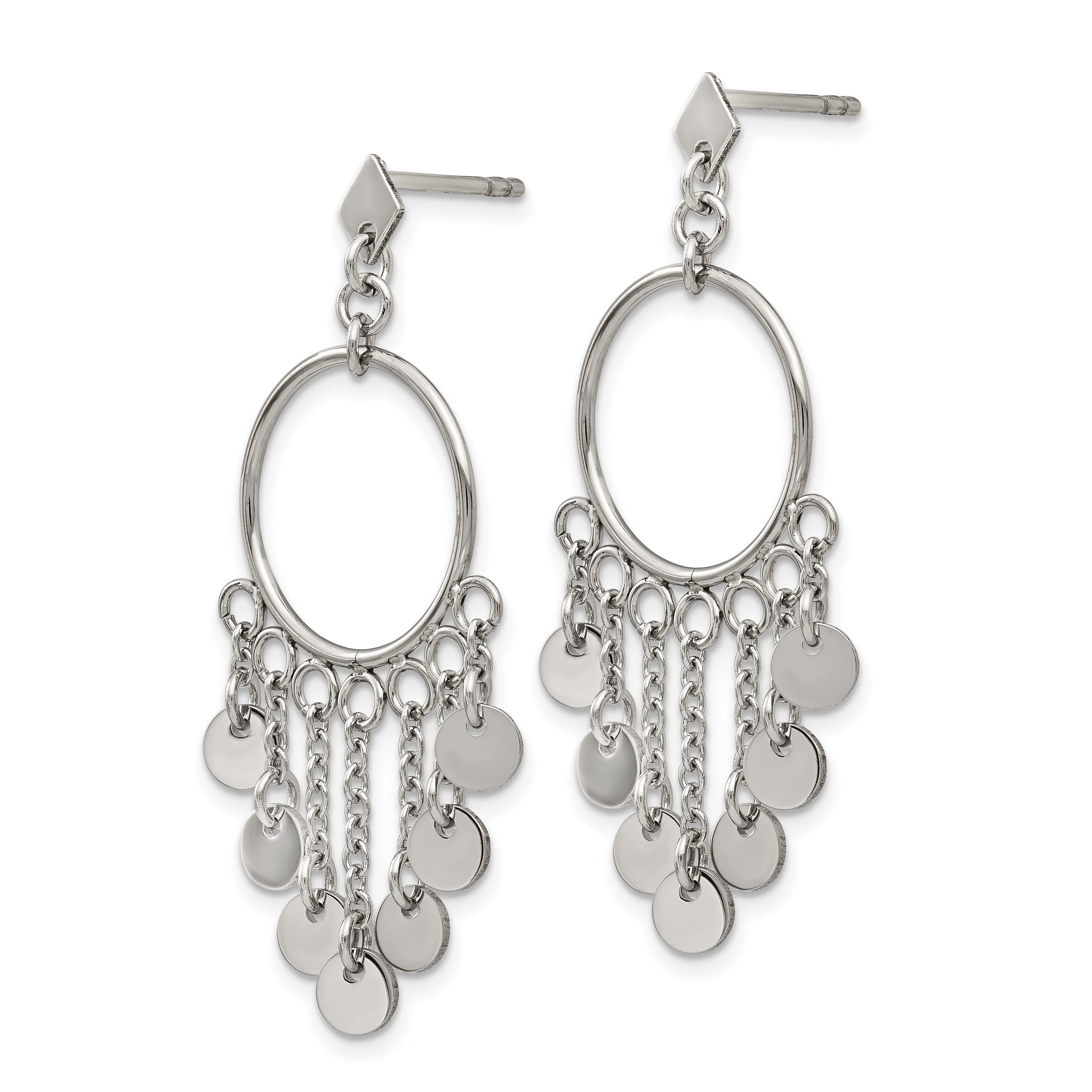 Polished Post Dangle Earrings in Stainless Steel