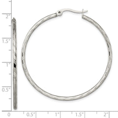 Sophia Jewelers Stainless Steel Textured Hoop Earrings with Polished Finish