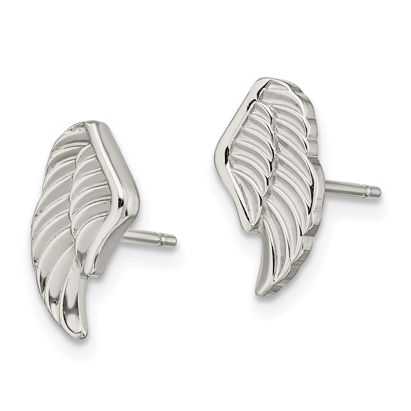Sophia Jewelers Polished Stainless Steel Women's Wing Earrings in Gift Pouch