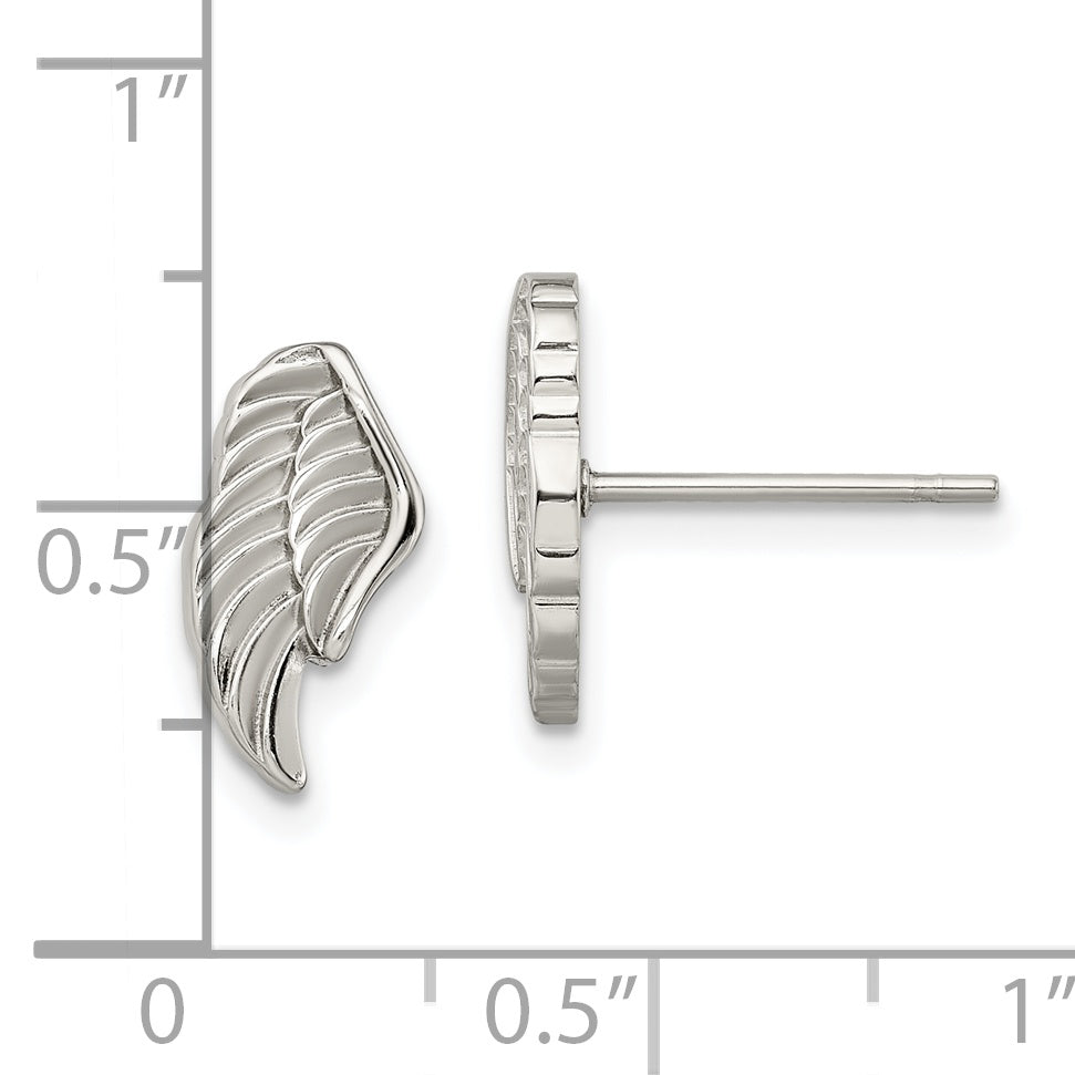 Sophia Jewelers Polished Stainless Steel Women's Wing Earrings in Gift Pouch