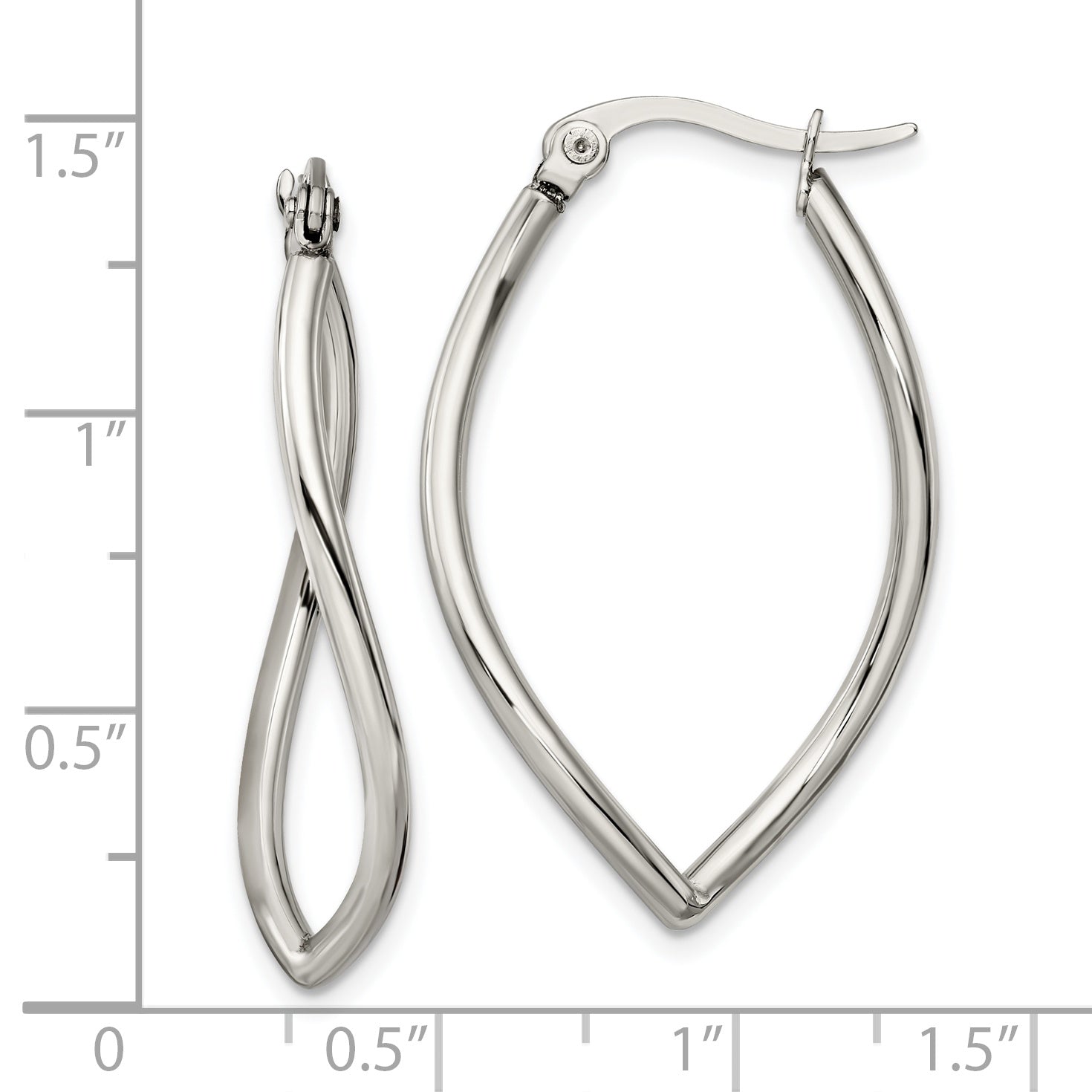 Sophia Jewelers Polished Stainless Steel Wavy Hoop Earrings Gift Ready