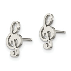 Chisel Stainless Steel Polished Treble Clef Post Earrings
