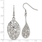 Polished Flower Dangle Earrings in Stainless Steel