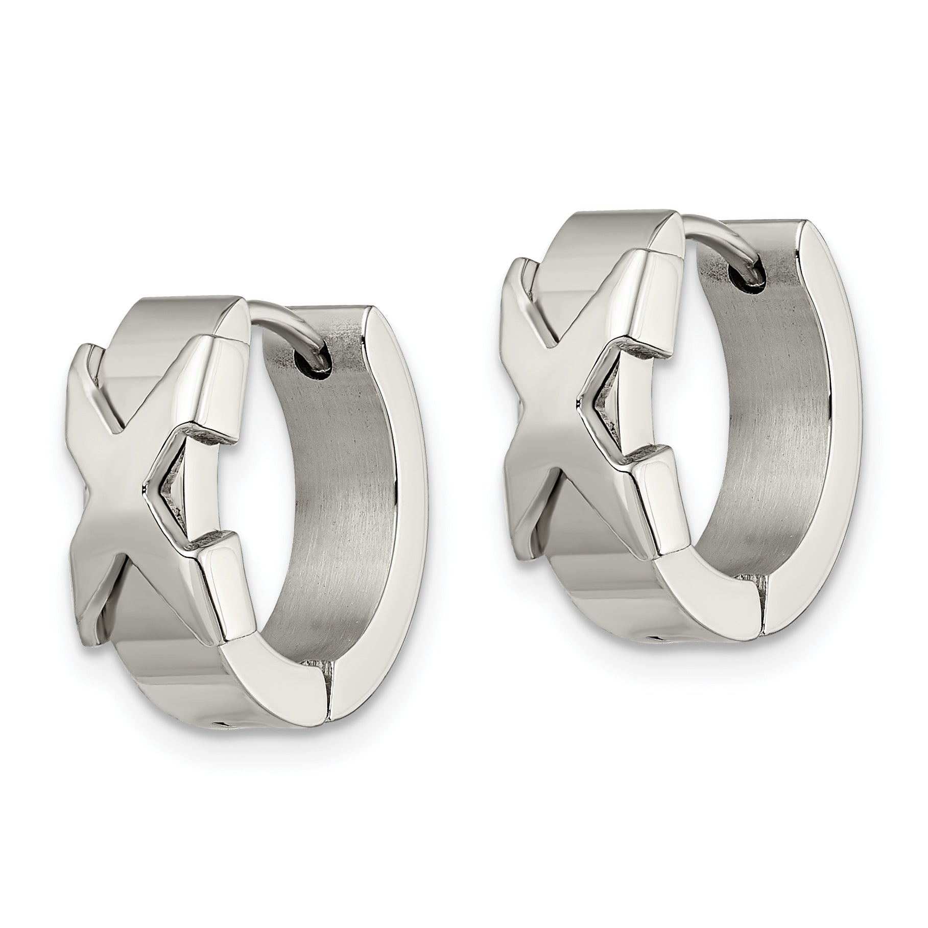 Sophia Jewelers Stainless Steel Polished Hoop Earrings in Gift Pouch