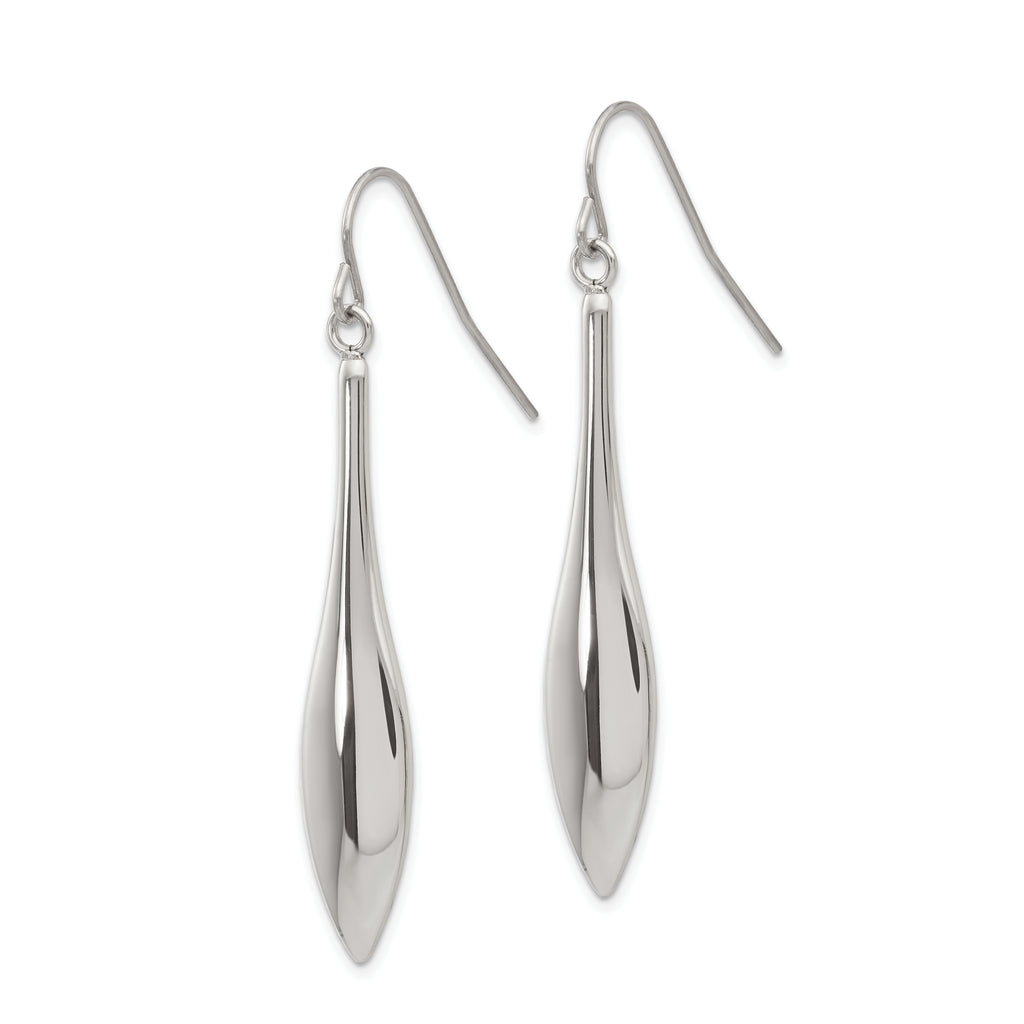 Polished Dangle Shepherd Hook Earrings in Stainless Steel