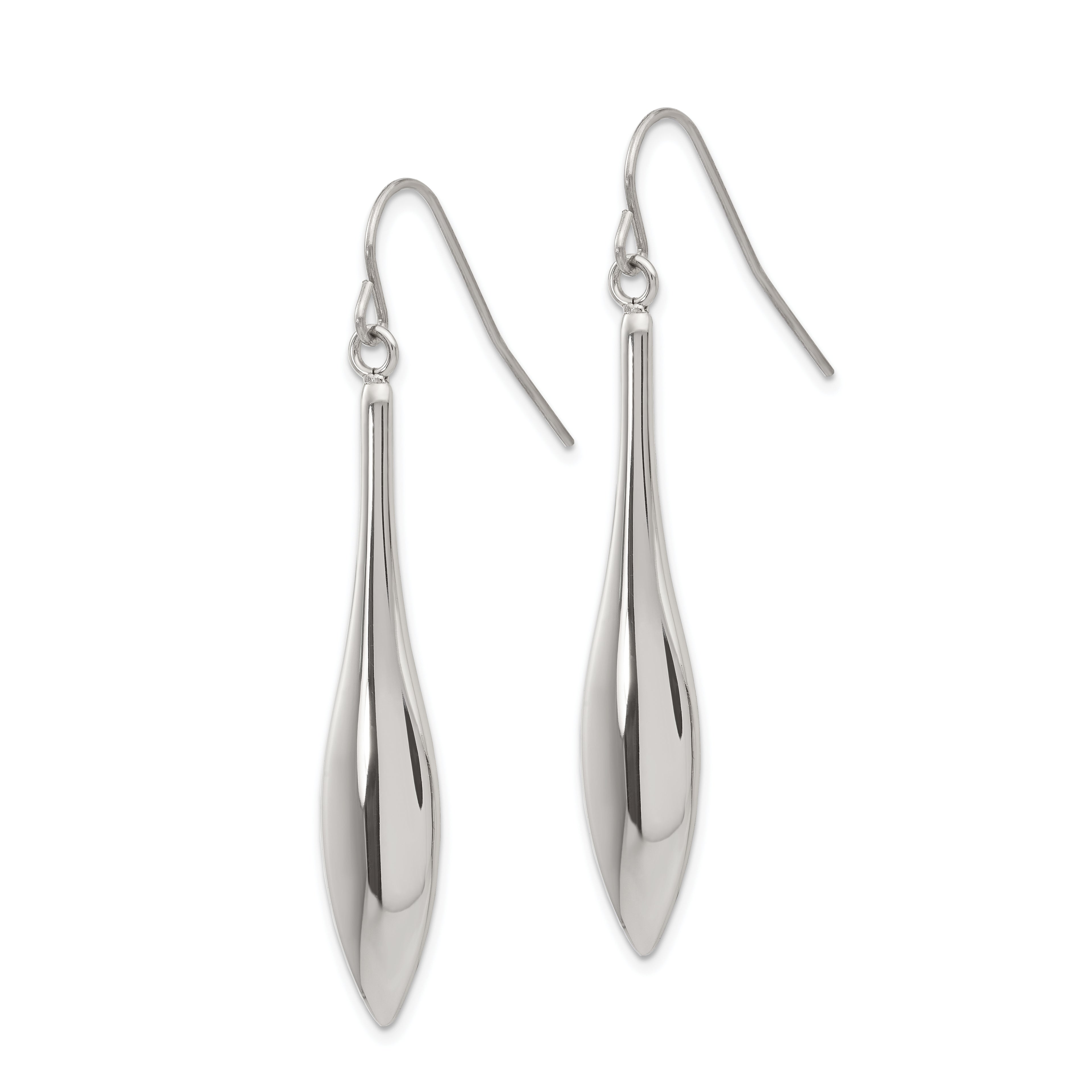 Polished Dangle Shepherd Hook Earrings in Stainless Steel