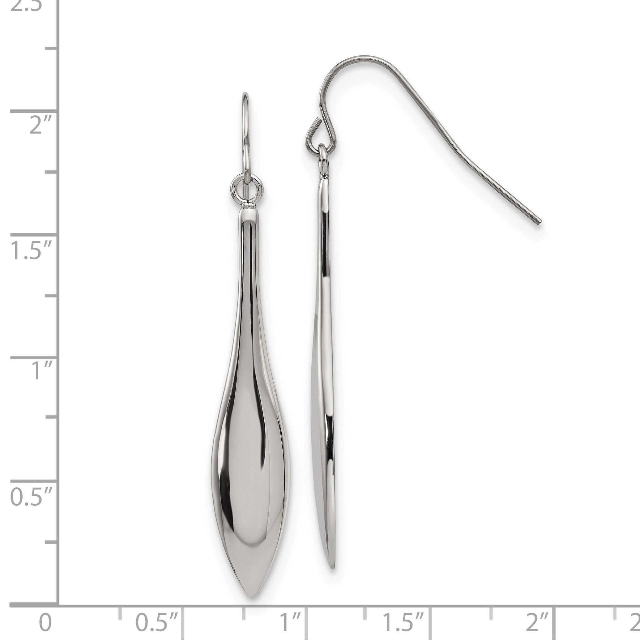 Polished Dangle Shepherd Hook Earrings in Stainless Steel