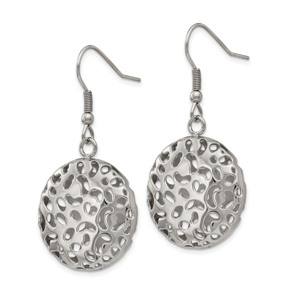 Puffed Cut-Out Drop Earrings in Stainless Steel
