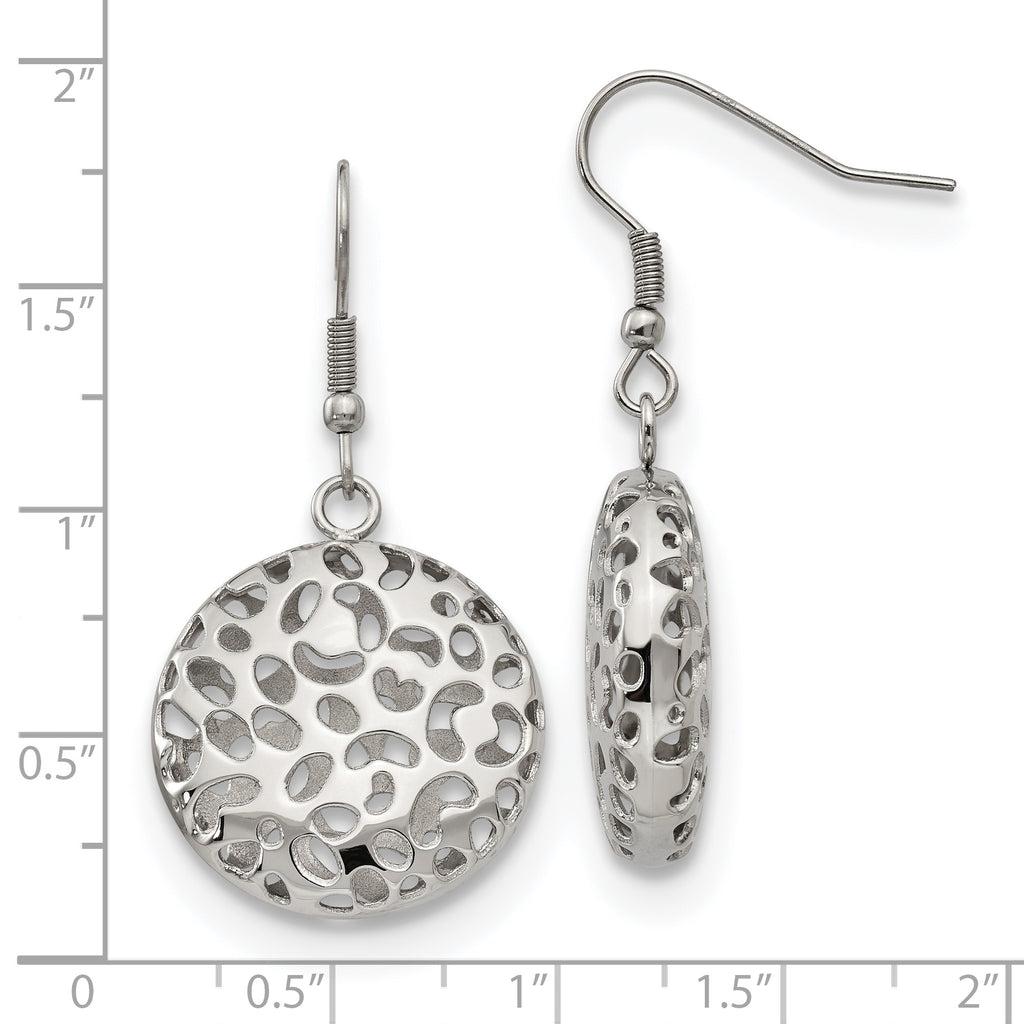 Puffed Cut-Out Drop Earrings in Stainless Steel