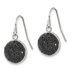 Black Crystal Circle Dangle Earrings in Stainless Steel