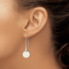 Stainless Steel Polished Drop Earrings with Glass Ball Elegance