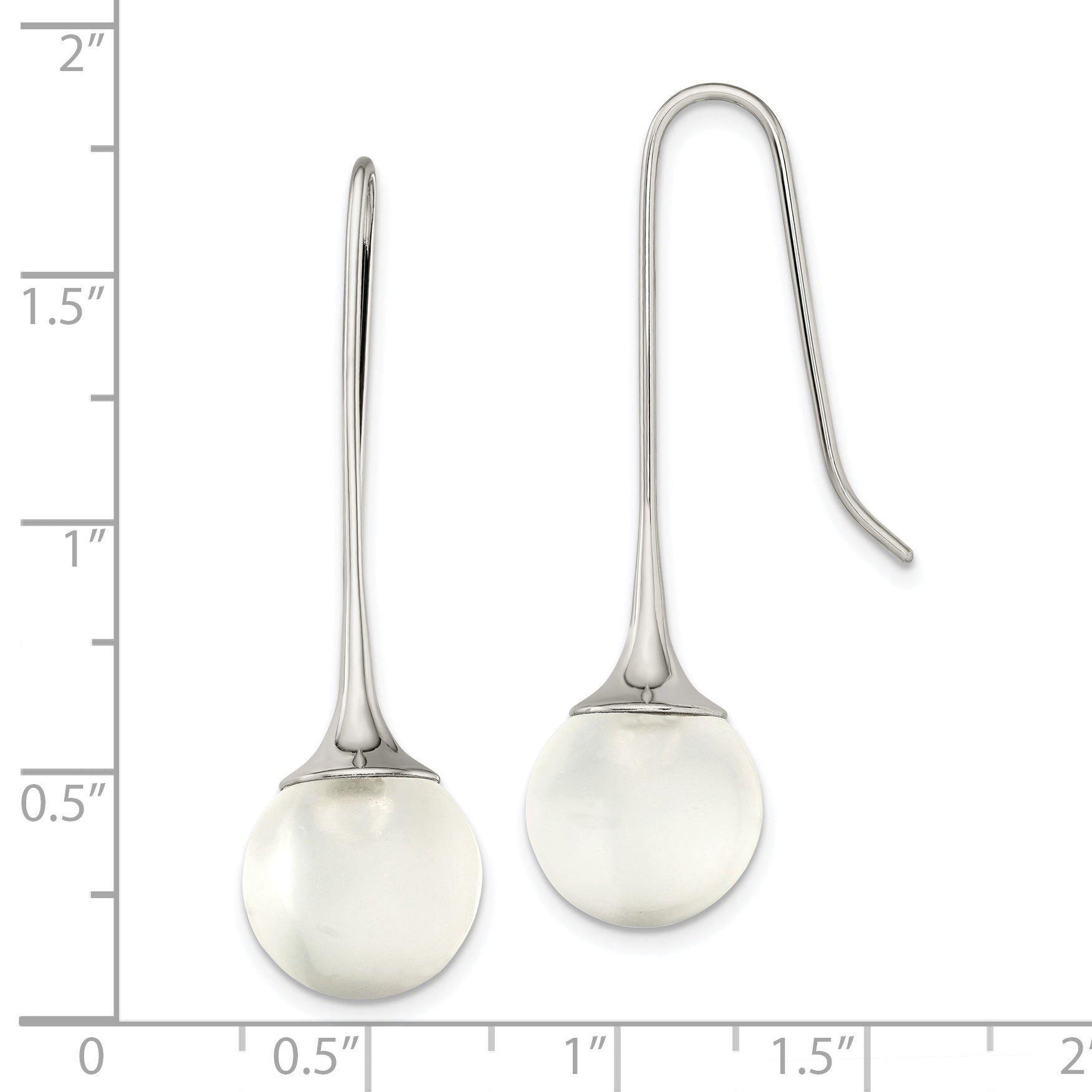 Stainless Steel Polished Drop Earrings with Glass Ball Elegance