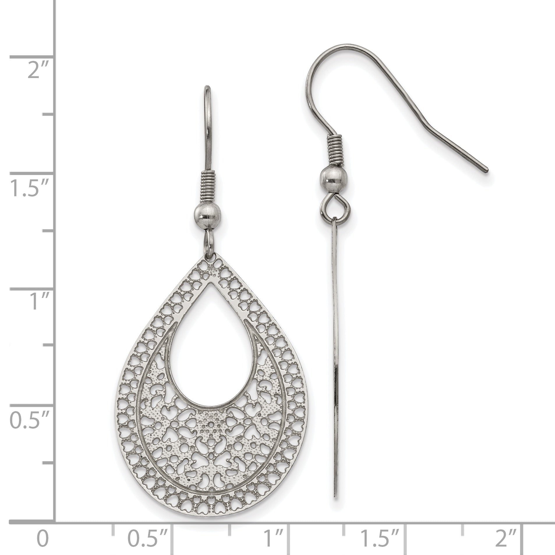 Stainless Steel Dangle Earrings with Textured Cut-Out Design