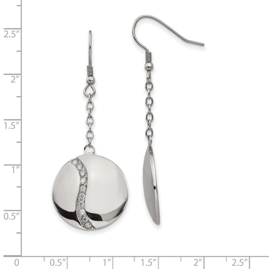 CZ Dangle Drop Earrings in Stainless Steel