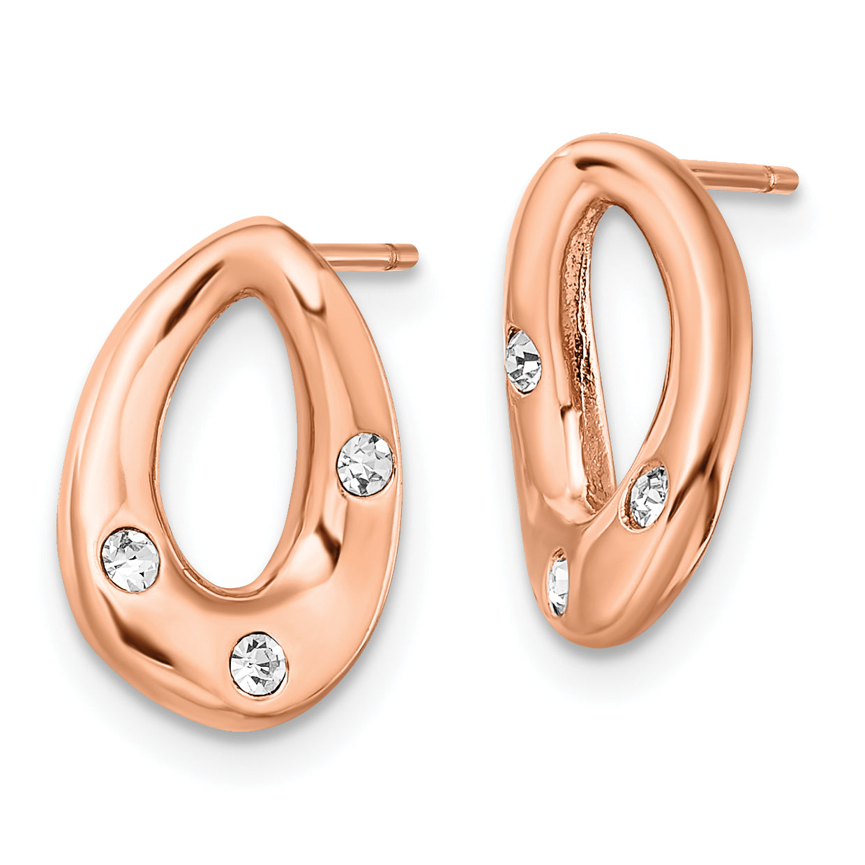 Crystal Teardrop Post Earrings in Rose-Tone Stainless Steel