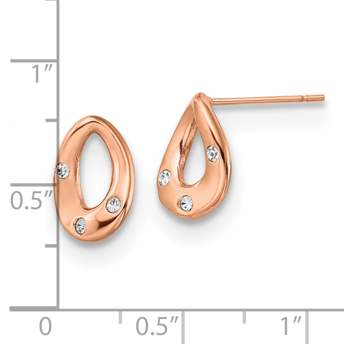 Crystal Teardrop Post Earrings in Rose-Tone Stainless Steel