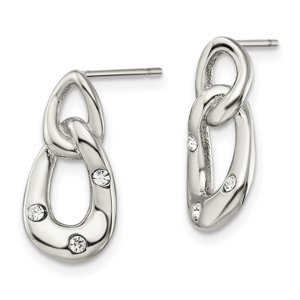 Crystal Two-Loop Post Earrings in Stainless Steel