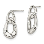 Crystal Two-Loop Post Earrings in Stainless Steel
