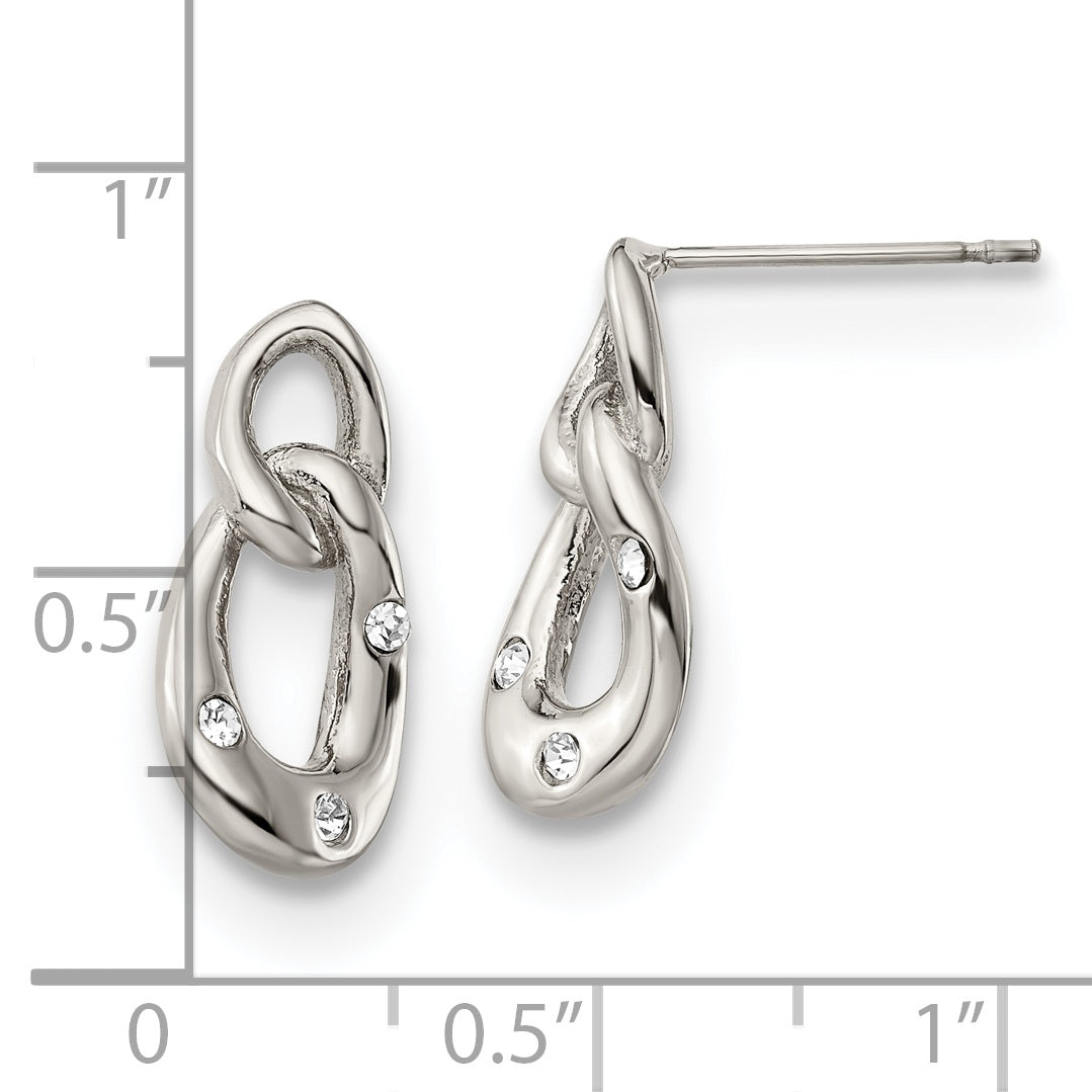 Crystal Two-Loop Post Earrings in Stainless Steel