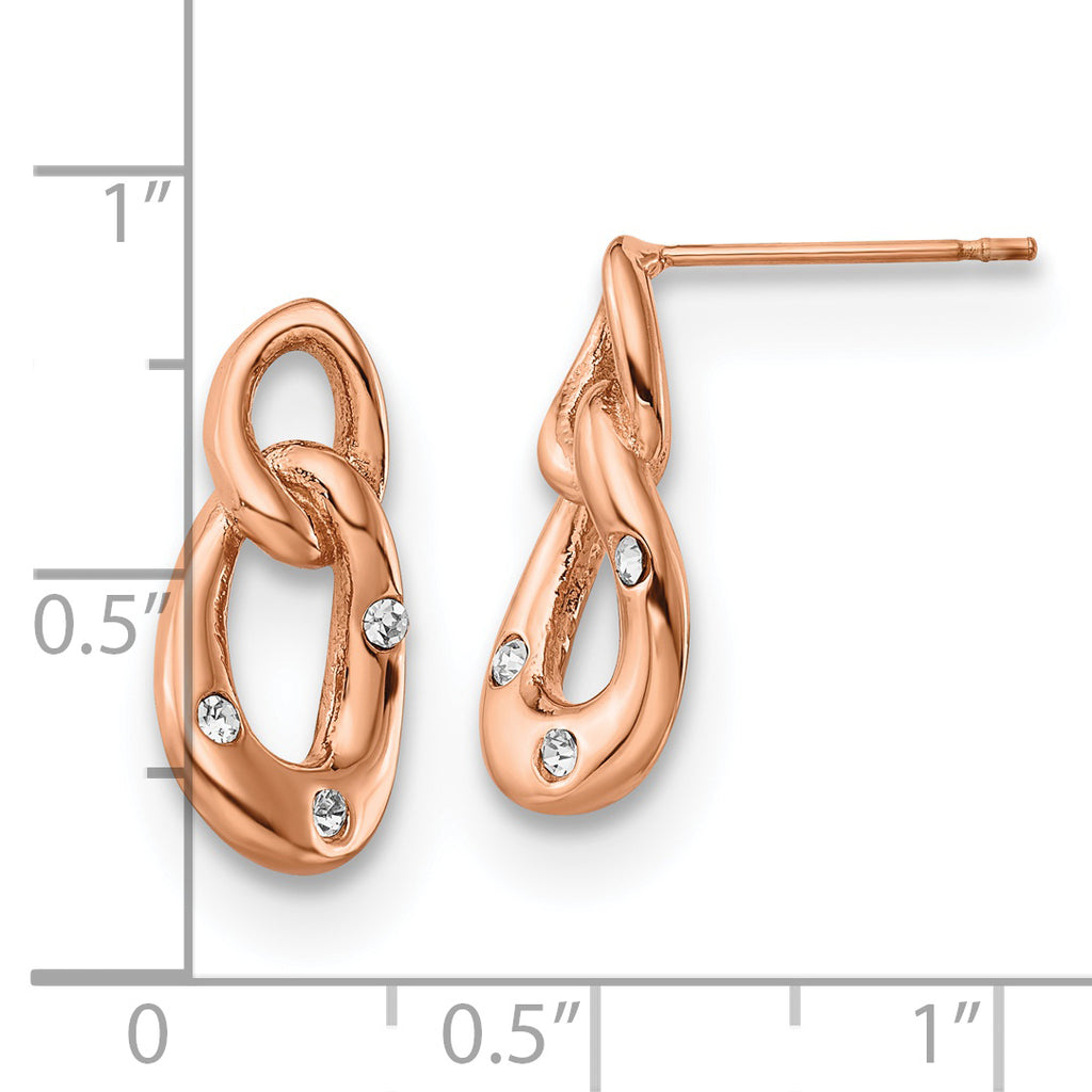 Crystal Two-Loop Drop Earrings in Rose-Tone Stainless Steel