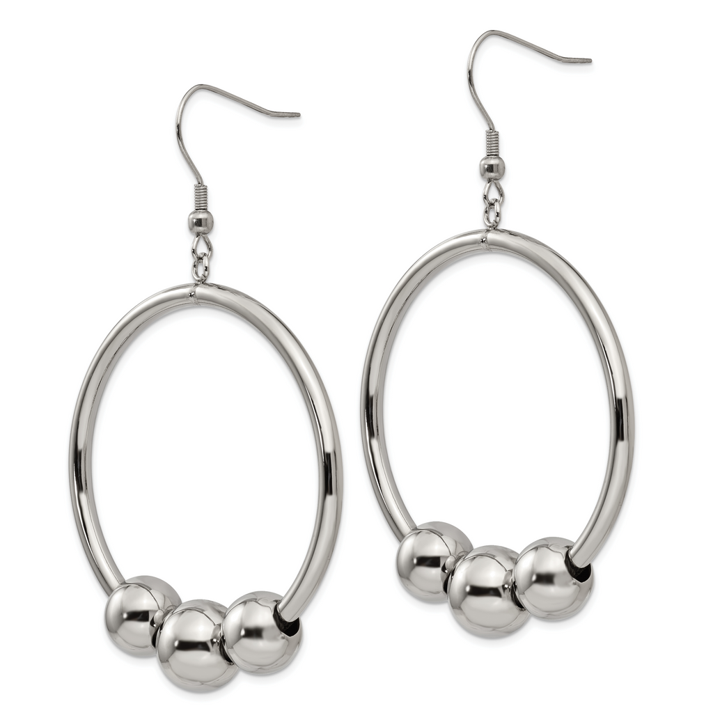 Polished Dangle Shepherd Hook Earrings in Stainless Steel