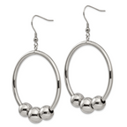 Polished Dangle Shepherd Hook Earrings in Stainless Steel