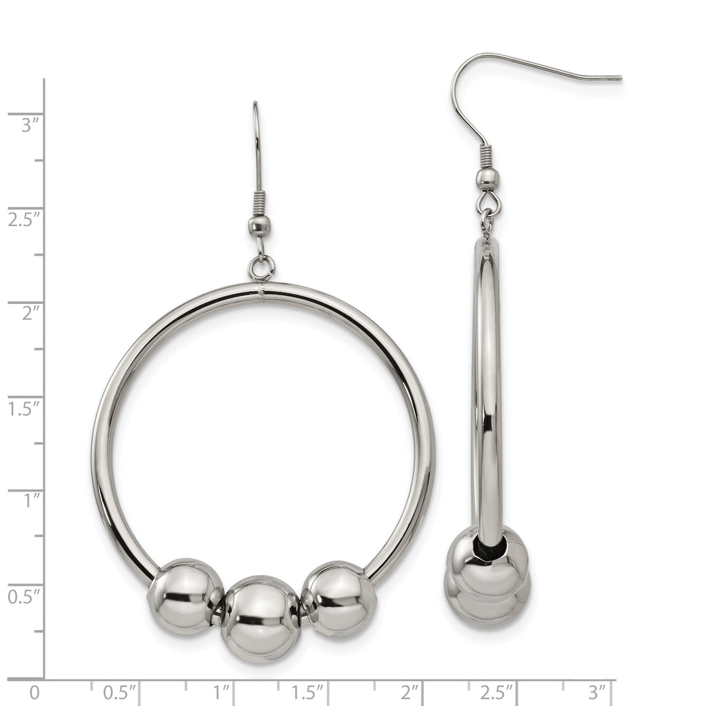 Polished Dangle Shepherd Hook Earrings in Stainless Steel